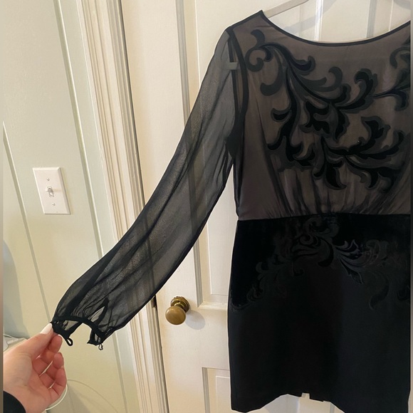 Ann Taylor, size 2 Black Velvet Lace Dress - Picture 3 of 5